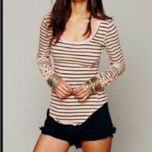 Free People Hard Candy Striped Henley, Size small